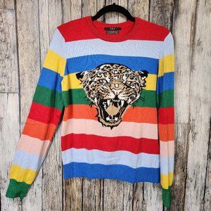 SET Striped Leopard Print Sweater - 6